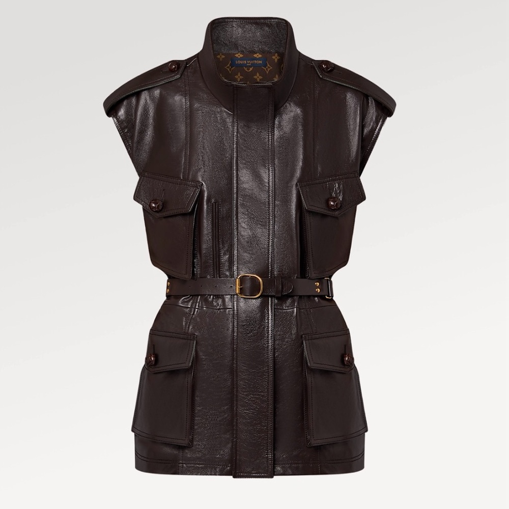 Sleeveless Leather Safari Jacket Louis Vuitton